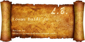 Lovas Balázs névjegykártya